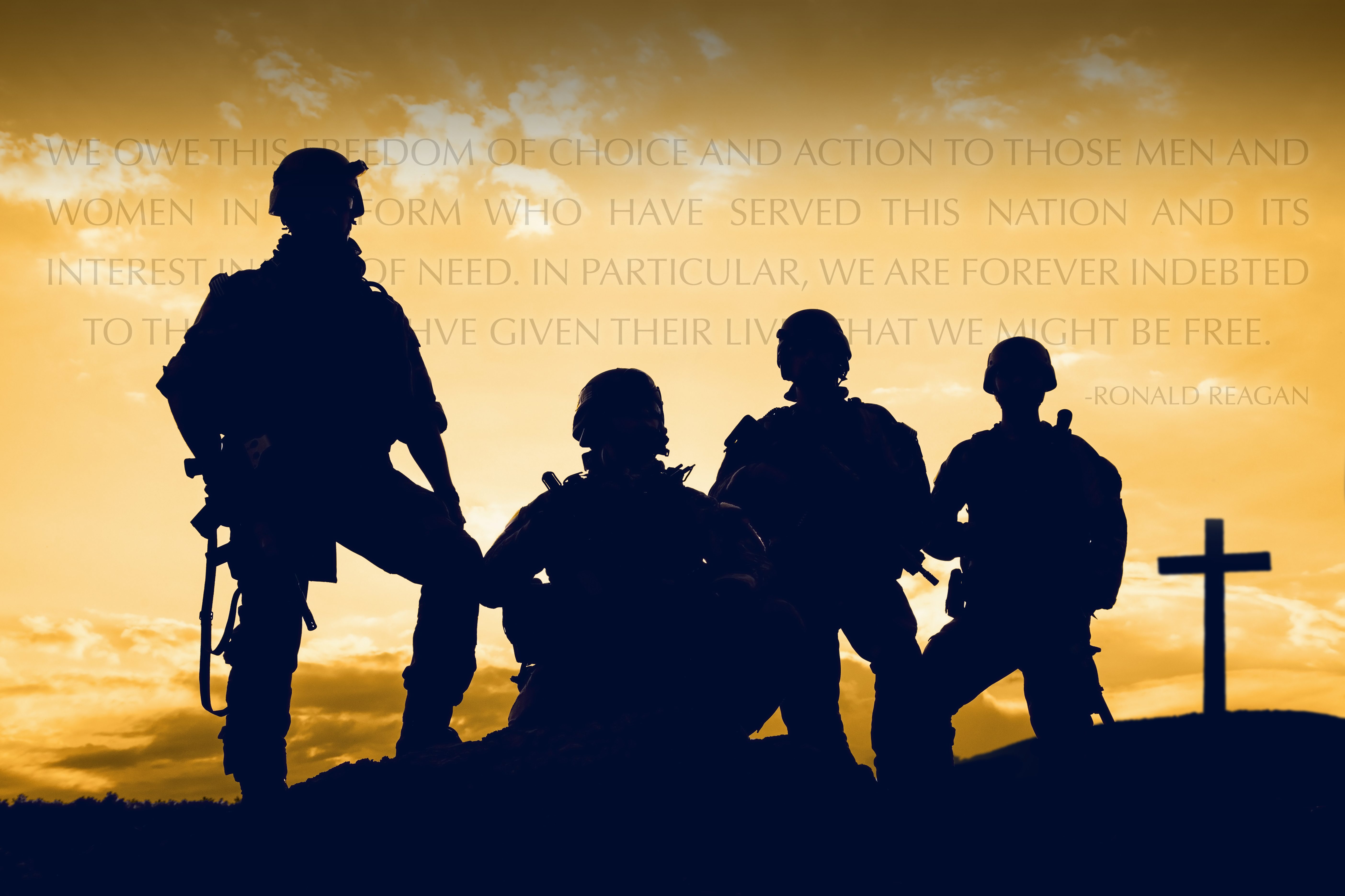 United States Army rangers on the sunset